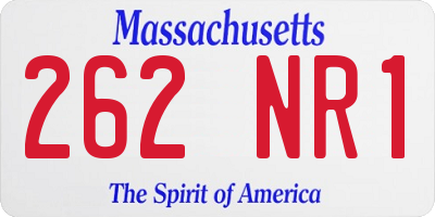 MA license plate 262NR1