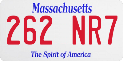 MA license plate 262NR7