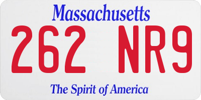 MA license plate 262NR9