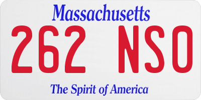 MA license plate 262NS0