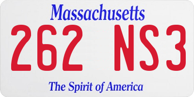 MA license plate 262NS3