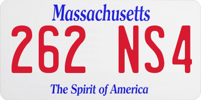 MA license plate 262NS4