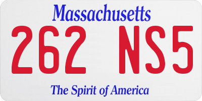 MA license plate 262NS5