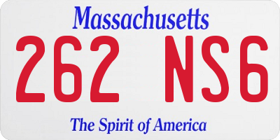 MA license plate 262NS6