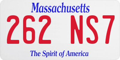 MA license plate 262NS7