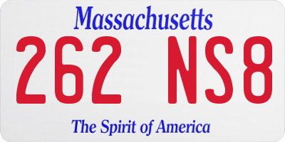 MA license plate 262NS8