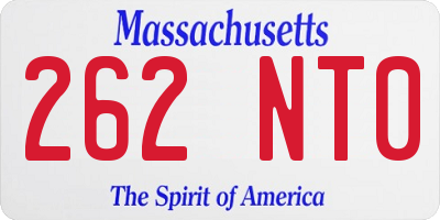 MA license plate 262NT0