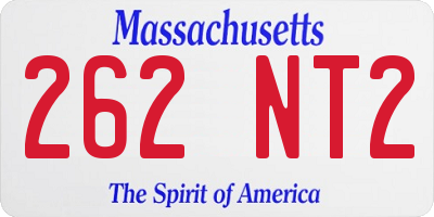 MA license plate 262NT2