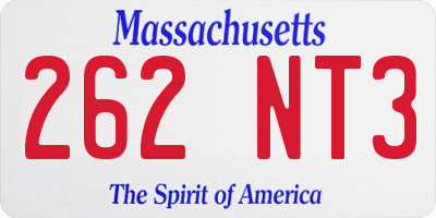 MA license plate 262NT3