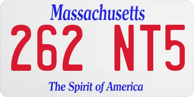 MA license plate 262NT5