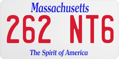 MA license plate 262NT6