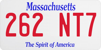 MA license plate 262NT7