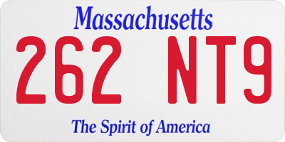 MA license plate 262NT9