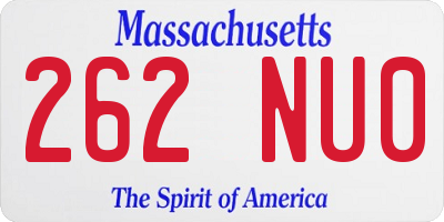 MA license plate 262NU0