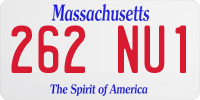 MA license plate 262NU1