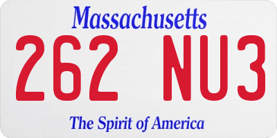 MA license plate 262NU3