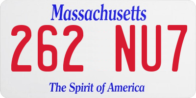 MA license plate 262NU7
