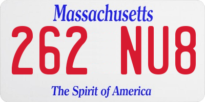 MA license plate 262NU8