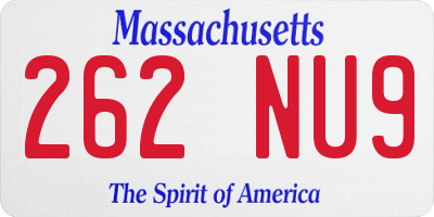 MA license plate 262NU9