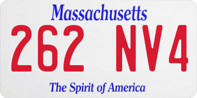 MA license plate 262NV4