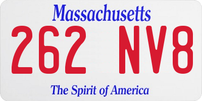 MA license plate 262NV8