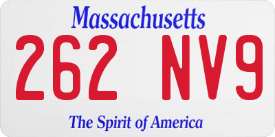 MA license plate 262NV9