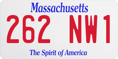 MA license plate 262NW1