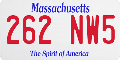 MA license plate 262NW5