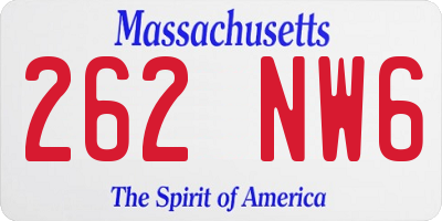 MA license plate 262NW6