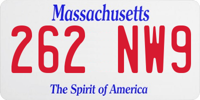 MA license plate 262NW9