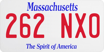 MA license plate 262NX0