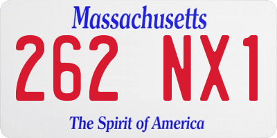 MA license plate 262NX1