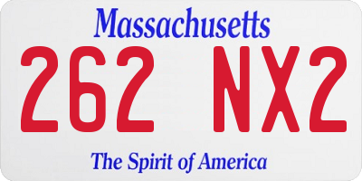 MA license plate 262NX2
