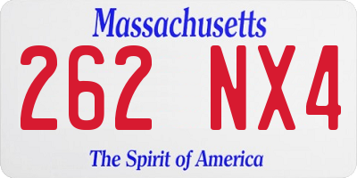 MA license plate 262NX4