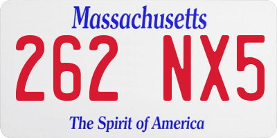 MA license plate 262NX5
