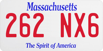 MA license plate 262NX6