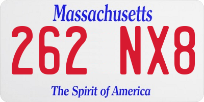 MA license plate 262NX8