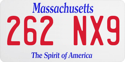 MA license plate 262NX9
