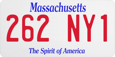 MA license plate 262NY1
