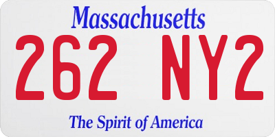 MA license plate 262NY2