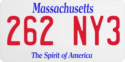 MA license plate 262NY3