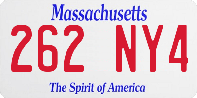 MA license plate 262NY4