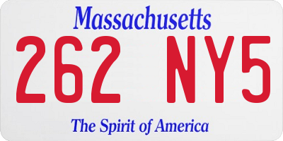 MA license plate 262NY5