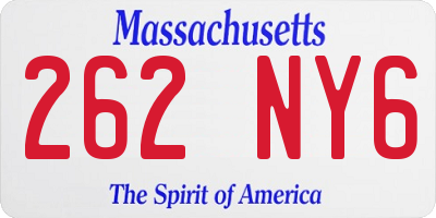 MA license plate 262NY6