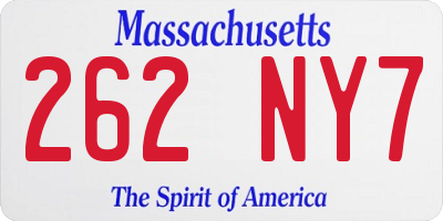 MA license plate 262NY7