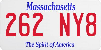 MA license plate 262NY8