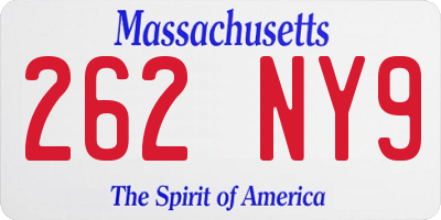 MA license plate 262NY9