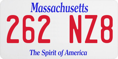 MA license plate 262NZ8