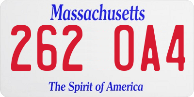 MA license plate 262OA4