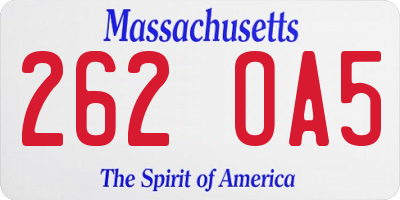 MA license plate 262OA5